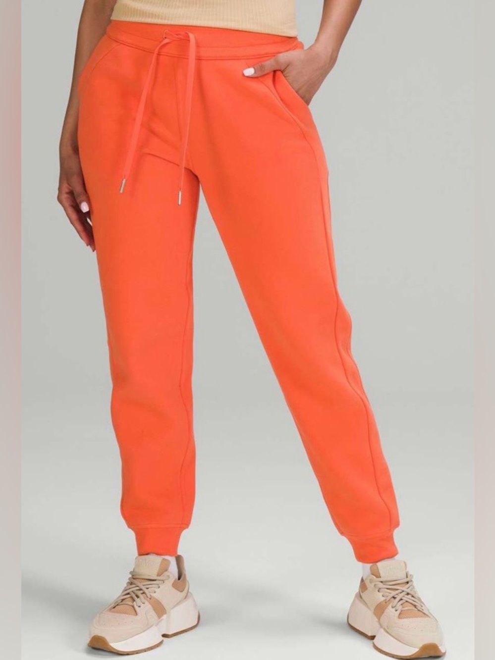 Lululemon Scuba High Rise Orange Drawstring Jogger Pants Size 8